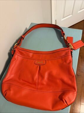 Coach Pebbled Leather Shoulder Bag in Vibrant Orange - never used